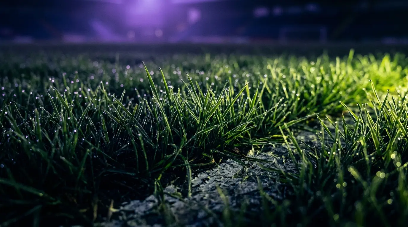 Grass field at night